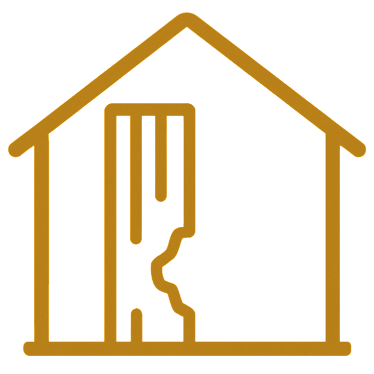 Specialized wood rot repair and structural restoration icon.